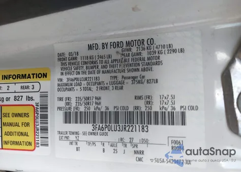 2018 Ford Fusion Hybrid Se from USA, damaged, VIN 3FA6P0LU3JR221183